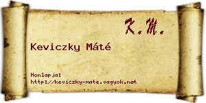 Keviczky Máté névjegykártya