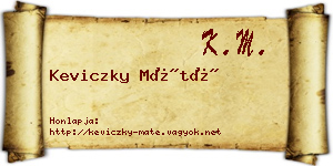 Keviczky Máté névjegykártya